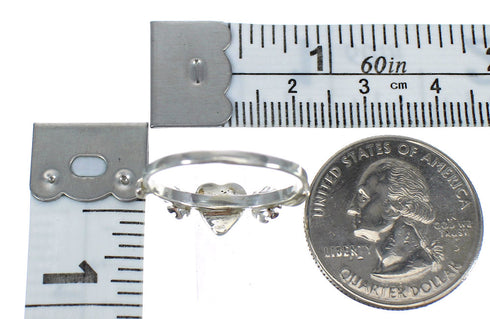 Authentic Sterling Silver Turquoise Heart Flower Ring Size 5-3/4 RX62409